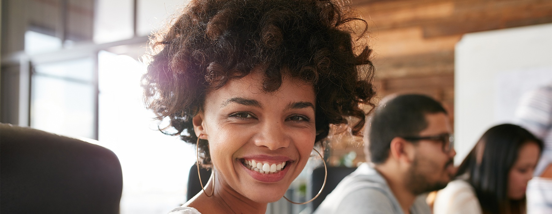 a woman smiling